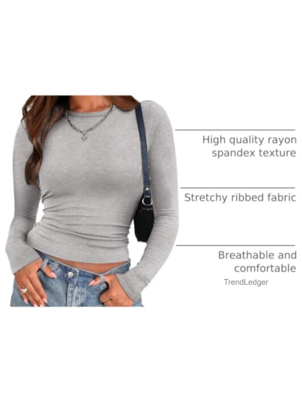 Ribbed Long Sleeve Slim Fit Crewneck Tunic Tee